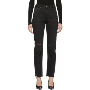 Agolde Cherie high rise straight leg Distortion distressed black jeans